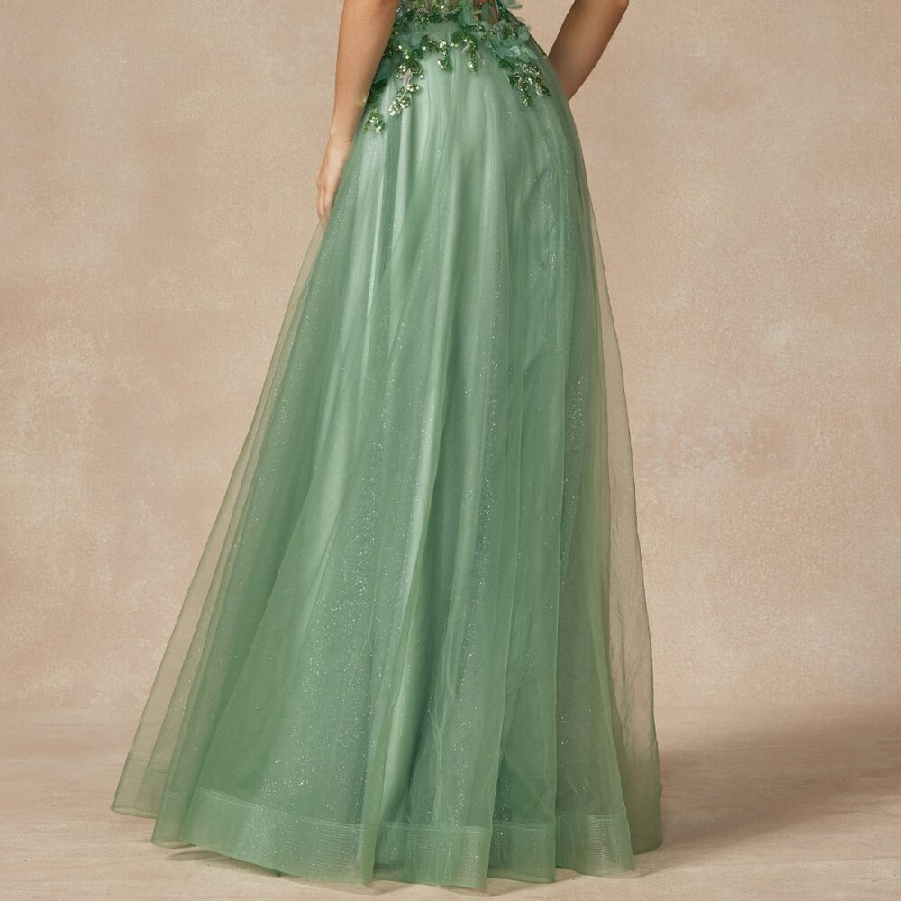 NEW FLOOR LENGTH OFF SHOULDER A-LINE DRESS WITH REMOVABLE PUFF SLEEVES JT 2401 - Picture 11 of 11